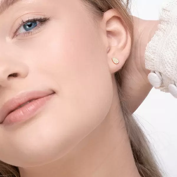 Leaf Jewelry Ohrstecker Drops mit Diamanten, 18 K Gelbgold Schlussverkauf