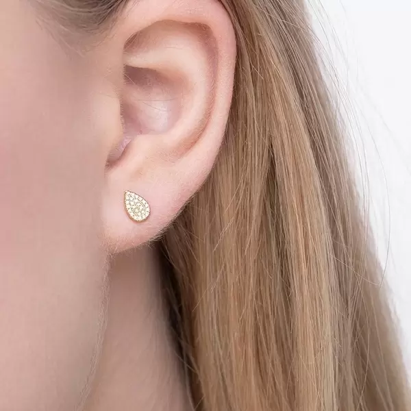 Leaf Jewelry Ohrstecker Drops mit Diamanten, 18 K Gelbgold Schlussverkauf