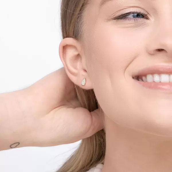 Leaf Jewelry Ohrstecker Drops mit Diamanten, 18 K Gelbgold Schlussverkauf