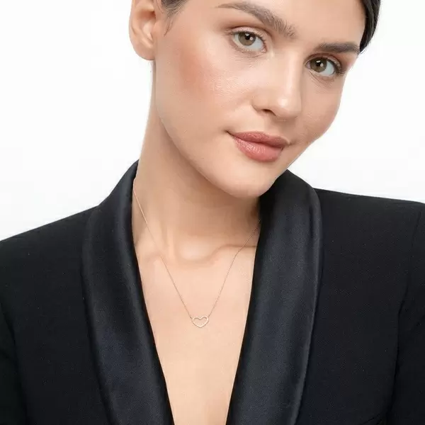 Leaf Jewelry Halskette Heart mit Diamanten, 18 K Roségold Fabrikverkauf