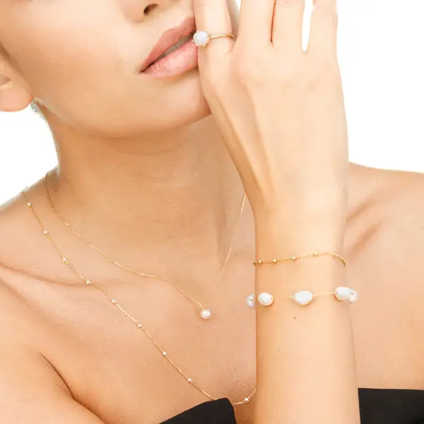 Leaf Jewelry Halskette Pearls, 14K Gelbgold Limitierter Zeitrabatt