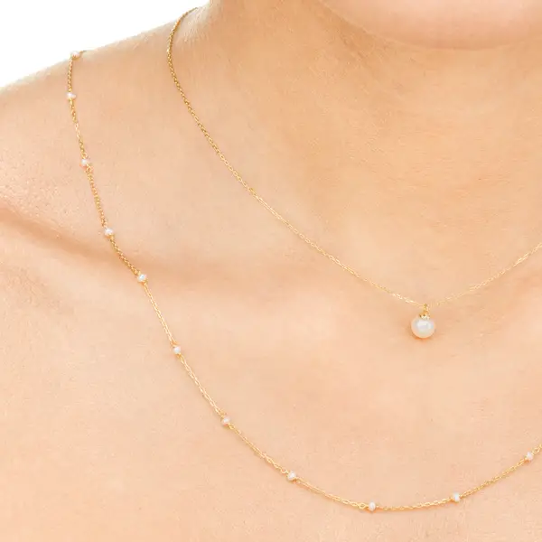 Leaf Jewelry Halskette Pearls, 14K Gelbgold Limitierter Zeitrabatt