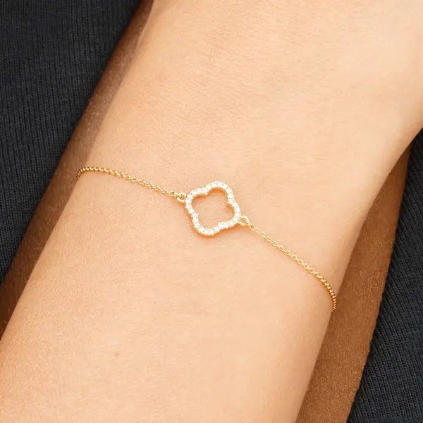 Leaf Jewelry Armkette Clover mit Diamanten, 18 K Gelbgold Fabrikpreis
