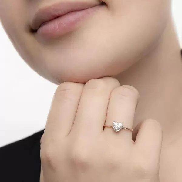 Leaf Jewelry Ring Herz Full mit Diamanten, 18 K Rosegold Exklusivangebot