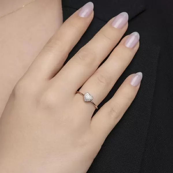 Leaf Jewelry Ring Herz Full mit Diamanten, 18 K Rosegold Exklusivangebot