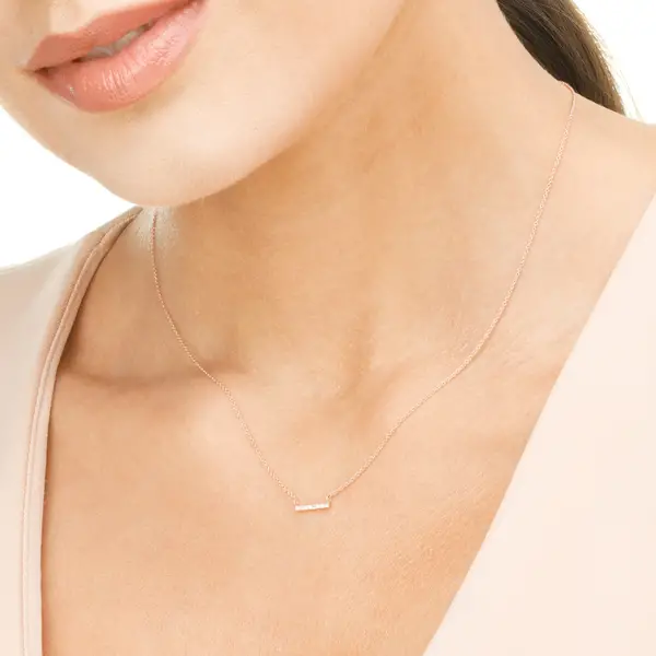 Leaf Jewelry Halskette Horizontal Bar, Diamant, 14 K Rosegold Saisonschlussverkauf