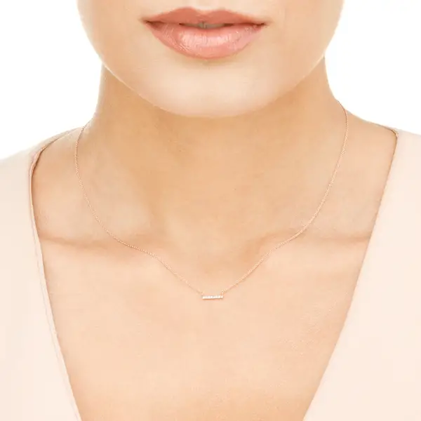 Leaf Jewelry Halskette Horizontal Bar, Diamant, 14 K Rosegold Saisonschlussverkauf