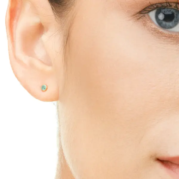 Leaf Jewelry Ohrstecker Smaragd, 14K Rosegold Jubiläumsangebot