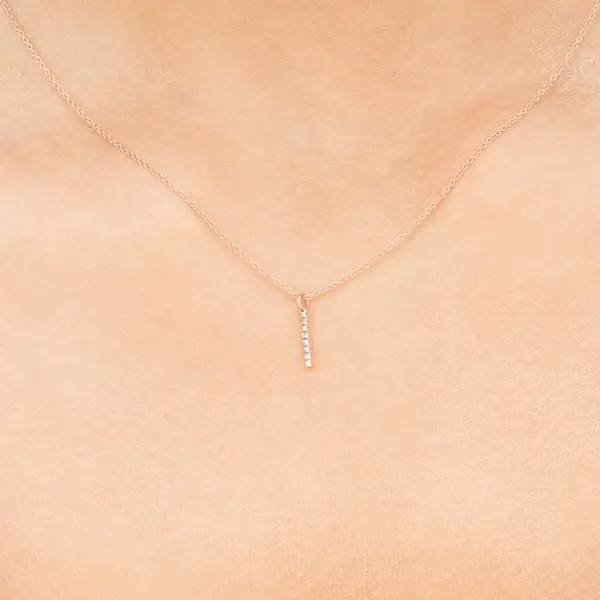 Leaf Jewelry Halskette Small Bar, Diamant, 14 K Rosegold Top Angebot