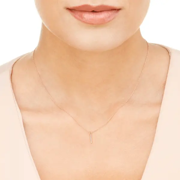 Leaf Jewelry Halskette Small Bar, Diamant, 14 K Rosegold Top Angebot