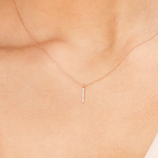 Leaf Jewelry Halskette Small Bar, Diamant, 14 K Rosegold Top Angebot