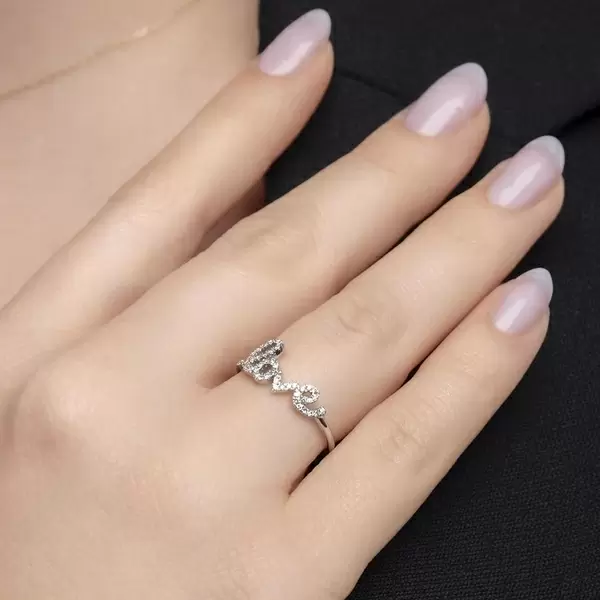 Leaf Jewelry Ring Love 18K Weissgold mit Diamanten Online Outlet