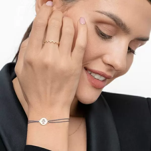 Leaf Jewelry Glücksbändchen Hand der Fatima, 14 K Gelbgold, Beige Zeitlich begrenztes Angebot