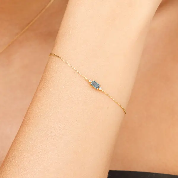 Leaf Jewelry Armkette London Blue Topas, 14K Gelbgold Blitzangebot