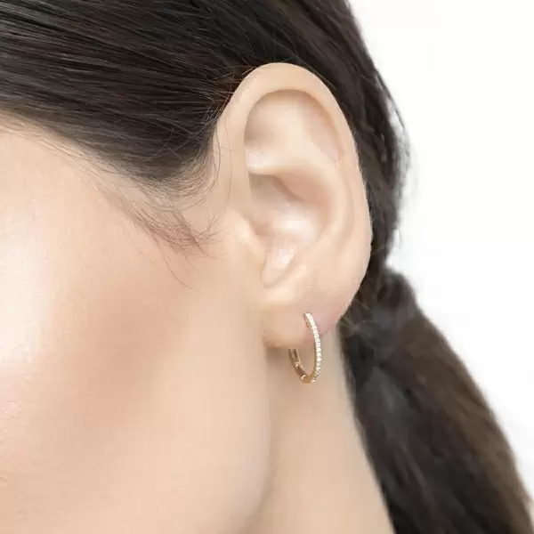Leaf Jewelry Creole Circle S mit Diamanten, 15mm, 18 K Gelbgold Bestseller
