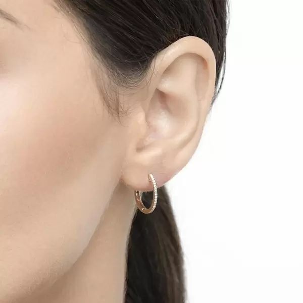 Leaf Jewelry Creole Circle S mit Diamanten, 15mm, 18 K Gelbgold Bestseller
