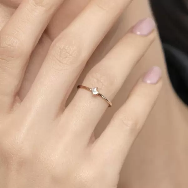 Leaf Jewelry Ring Cabochon, 14 K Rosegold, Mondstein Kauf eins, bekomm eins gratis