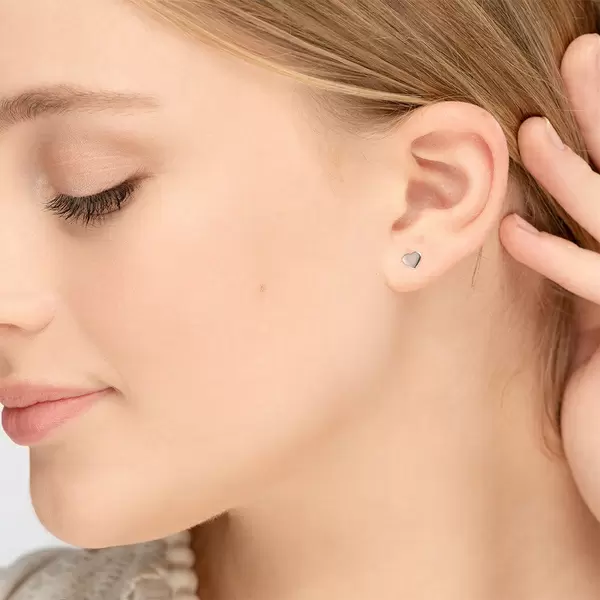 Leaf Jewelry Ohrstecker Herz, 14 K Weissgold Sonderangebote