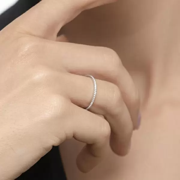 Leaf Jewelry Memoryring mit Diamanten, 18 K Weißgold Tiefpreis