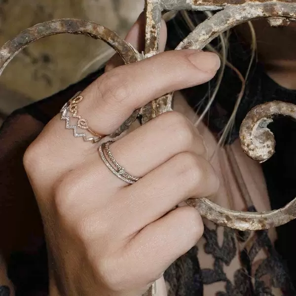 Leaf Jewelry Memoryring mit Diamanten, 18 K Weißgold Tiefpreis