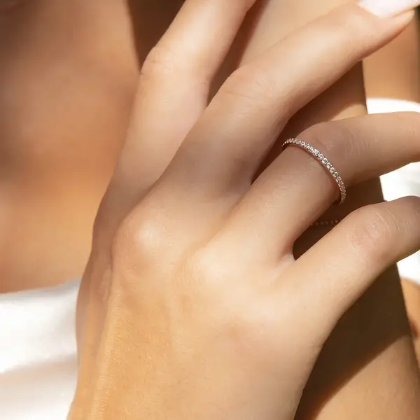 Leaf Jewelry Memoryring mit Diamanten, 18 K Weißgold Tiefpreis