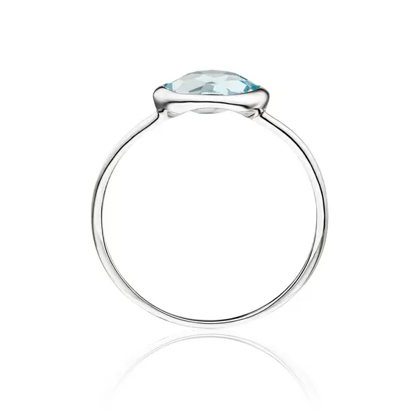 Leaf Jewelry Ring 14 K Weißgold, Blauer Topas Super Sparpreis