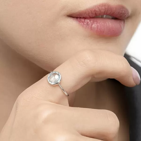 Leaf Jewelry Ring 14 K Weißgold, Blauer Topas Super Sparpreis
