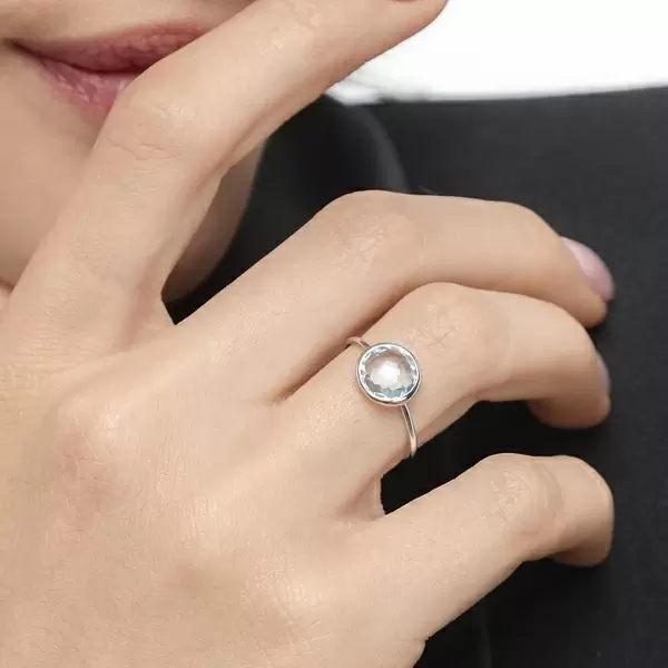 Leaf Jewelry Ring 14 K Weißgold, Blauer Topas Super Sparpreis