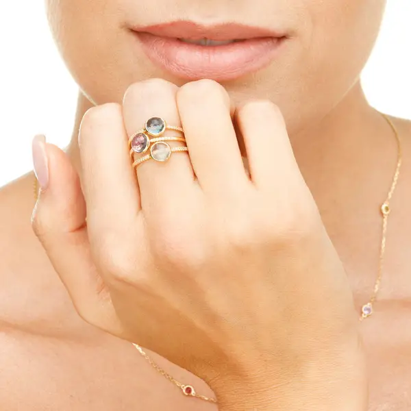 Leaf Jewelry Ring Amethyst mit Diamanten, 14K Gelbgold Kostenlose Rückgabe