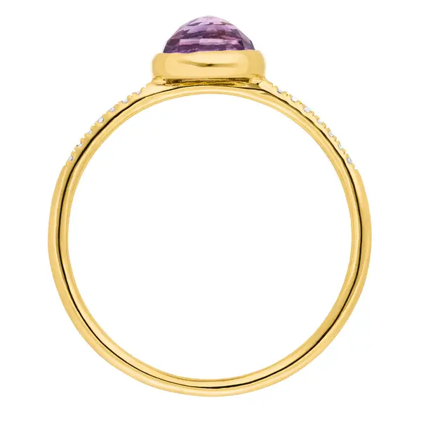 Leaf Jewelry Ring Amethyst mit Diamanten, 14K Gelbgold Kostenlose Rückgabe