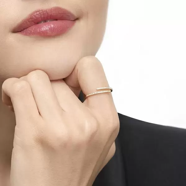 Leaf Jewelry Ring Open mit Diamanten, 18 K Gelbgold Begrenzte Freigabe