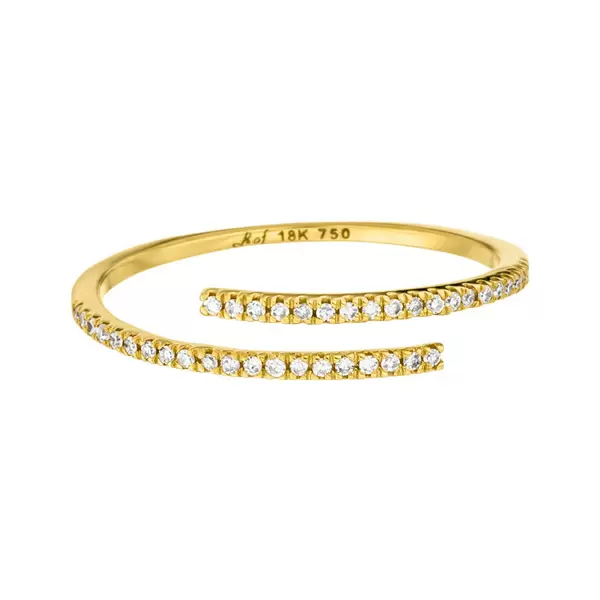 Leaf Jewelry Ring Open mit Diamanten, 18 K Gelbgold Begrenzte Freigabe