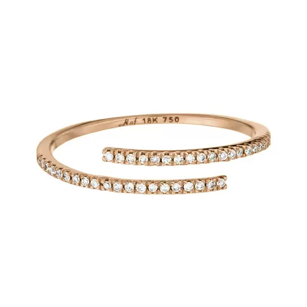 Leaf Jewelry Ring Open mit Diamanten, 18 K Rosegold Neueste Stile