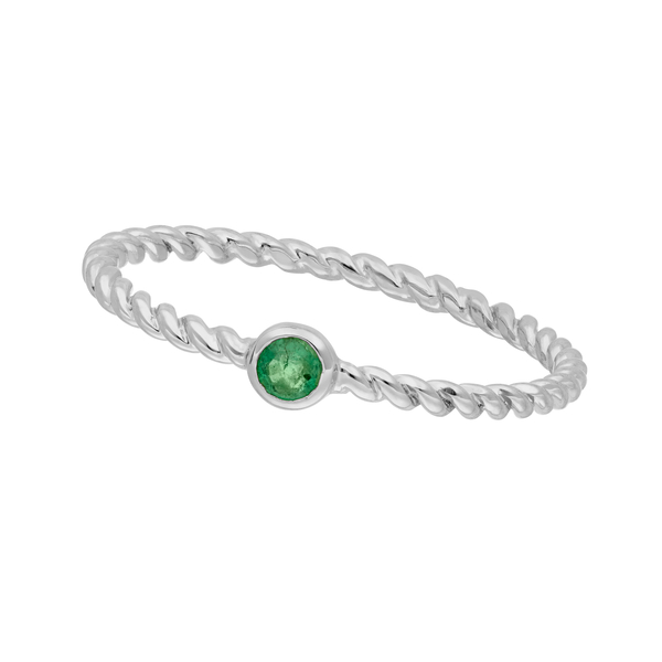 Leaf Jewelry Ring Twist Smaragd, 14K Weißgold Letzter Tag
