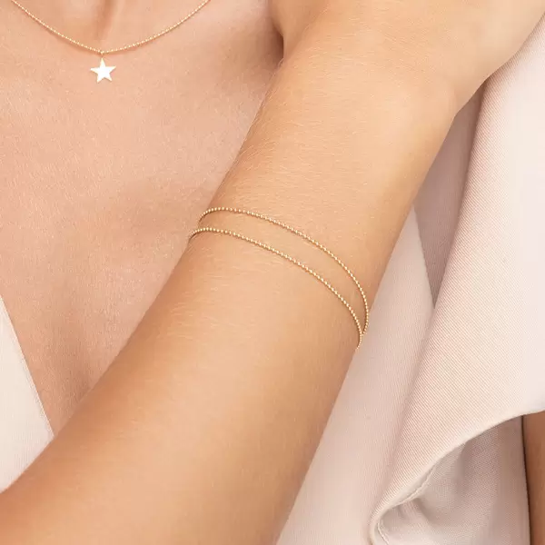 Leaf Jewelry Armkette Ball Chain Double, 14 K Gelbgold Bis zu 60% Rabatt