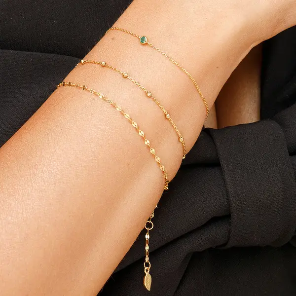 Leaf Jewelry Armkette Smaragd, 14K Weißgold Nur für heute