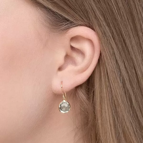 Leaf Jewelry Ohrringe Grüner Amethyst, 14 K Gelbgold Sonderangebot der Fabrik