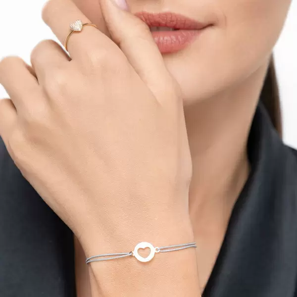 Leaf Jewelry Glücksbändchen Heart, 14 K Gelbgold, Beige Vierteljährliche Förderung