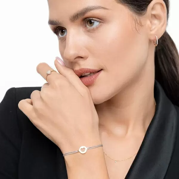 Leaf Jewelry Glücksbändchen Heart, 14 K Gelbgold, Beige Vierteljährliche Förderung