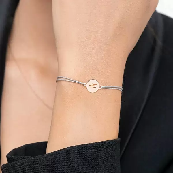 Leaf Jewelry Glücksbändchen Birds, 14 K Rosegold, Beige Nur noch ein Tag übrig