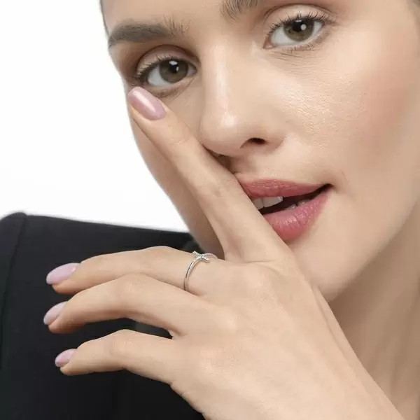 Leaf Jewelry Ring Kreuz mit Diamanten, 18 K Weißgold Super Rabatt