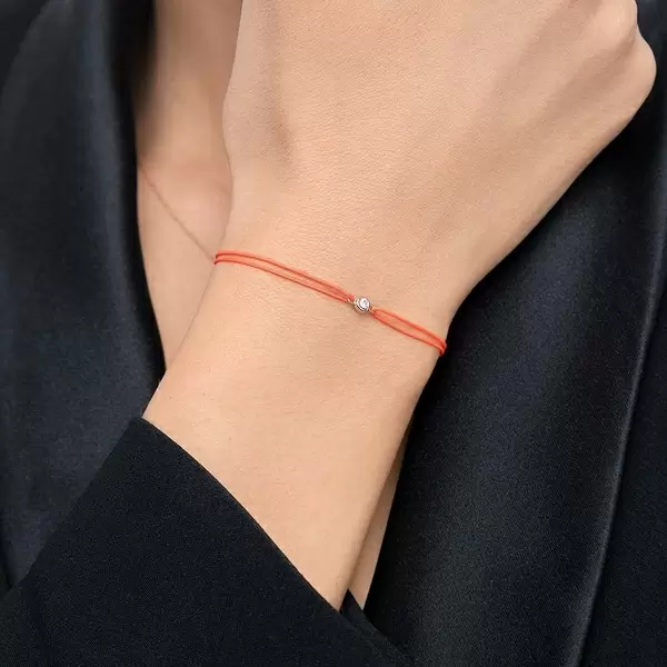 Leaf Jewelry Glücksbändchen "my first diamond", 14K Rosegold, Beige 50% Rabatt mit kostenlosem Versand