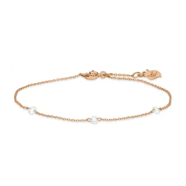 Leaf Jewelry Armkette Pure Triple Diamant, 18 K Rosegold Kostenloser Versand international