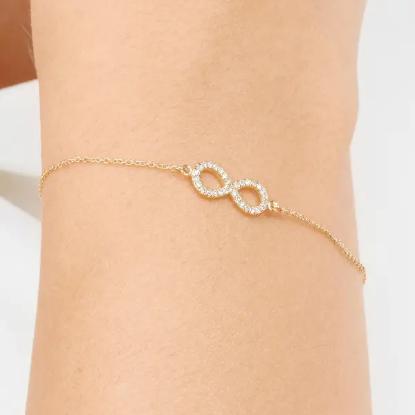 Leaf Jewelry Armkette Infinity mit Diamanten, 18 K Gelbgold Fabrikladen