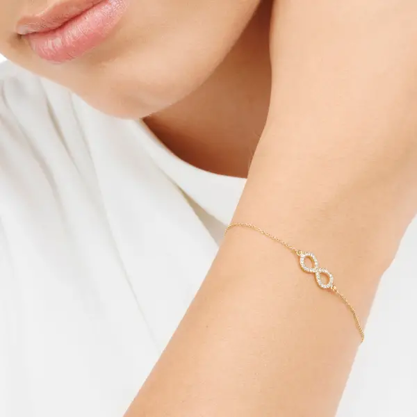 Leaf Jewelry Armkette Infinity mit Diamanten, 18 K Gelbgold Fabrikladen