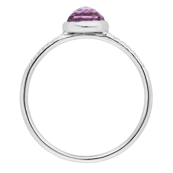 Leaf Jewelry Ring Amethyst mit Diamanten, 14K Weißgold Begrenzt auf 3 Tage