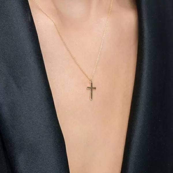 Leaf Jewelry Halskette Kreuz, 14 K Gelbgold Black Friday Preise