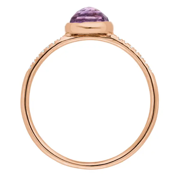 Leaf Jewelry Ring Amethyst mit Diamanten, 14K Rosegold, Gr.50 Im Verkauf