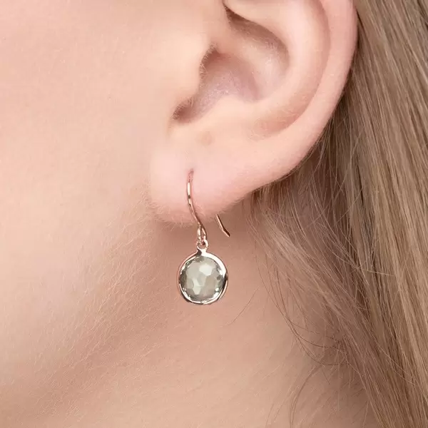 Leaf Jewelry Ohrringe Grüner Amethyst, 14 K Rosegold Auslauf