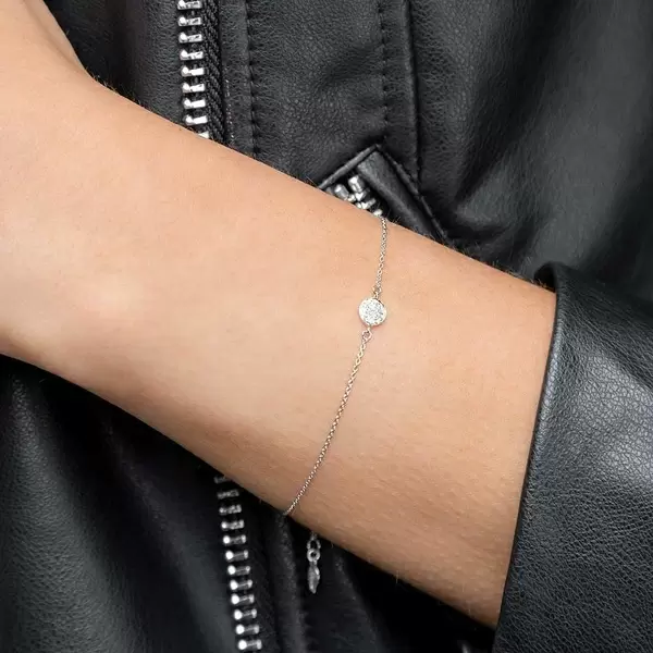Leaf Jewelry Armkette Pavé mit Diamanten, 18 K Weißgold Hotsell
